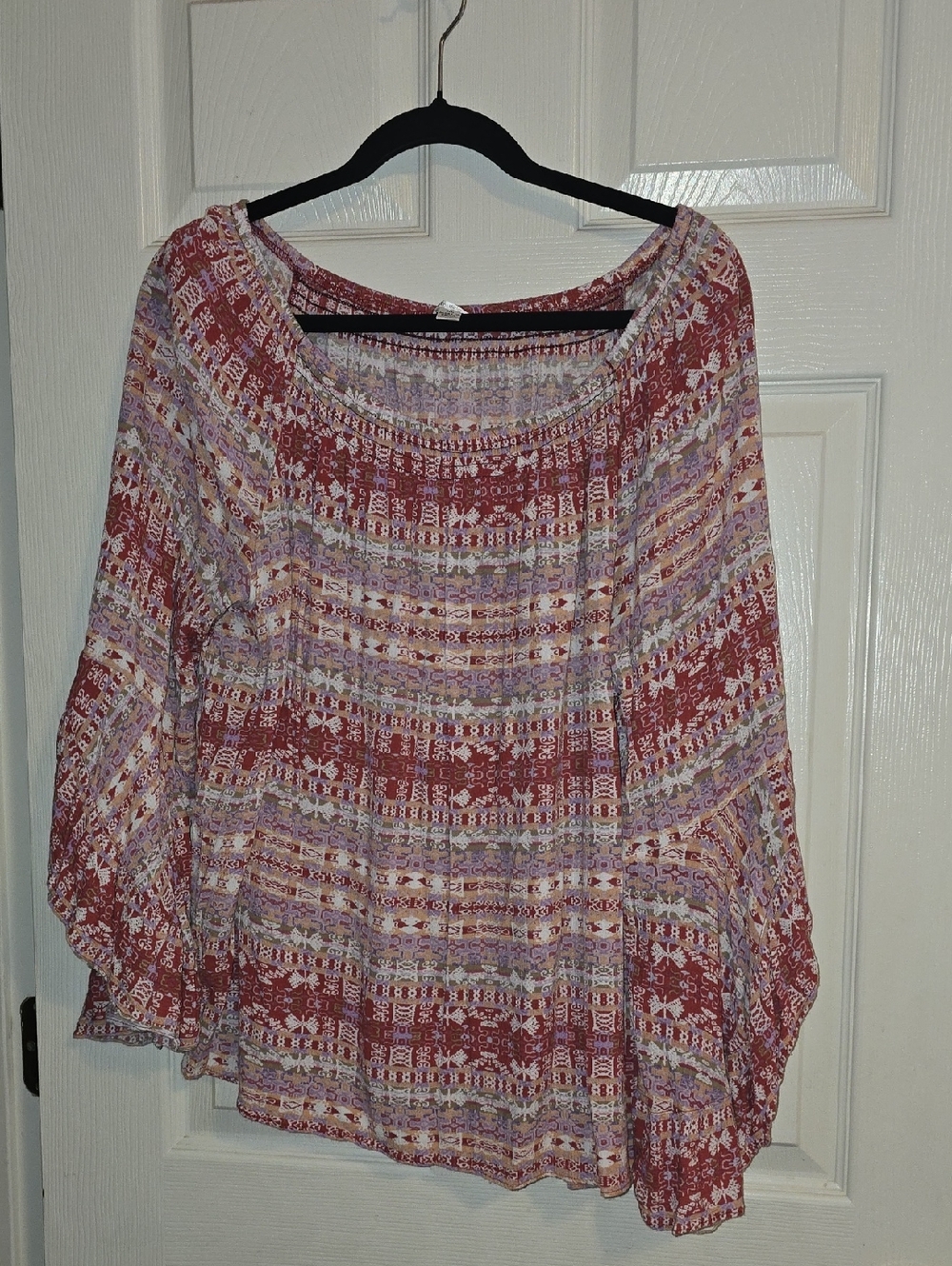 JohnPaulRichard Red Patterned Boho Tunic‎ Top